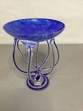 Usado, Compota de pedestal vintage de água-viva arte em vidro cobalto comprar usado  Enviando para Brazil