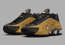 Tênis casual Nike Shox R4 preto/metálico dourado masculino tamanho EUA 11,5 (13W) novo✅ comprar usado  Enviando para Brazil