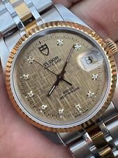 Usado, TUDOR PRINCE DATE 74033 RELÓGIO MASCULINO AUTOMÁTICO 34mm AFTERMAKER BISEL MOSTRADOR DE DIAMANTE comprar usado  Enviando para Brazil