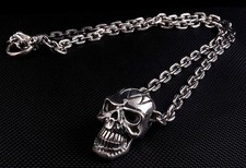 CAVEIRA PESADA 925 PRATA ESTERLINA PINGENTE CORRENTE COLAR MOTOCICLISTA 24" POLEGADAS NOVO comprar usado CAVEIRA PESADA 925 PRATA ESTERLINA PINGENTE CORRENTE COLAR MOTOCICLISTA 24" POLEGADAS NOVO comprar usado  Enviando para Brazil