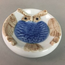 Cinzeiro de porcelana japonês antigo Haizara coruja pássaro branco azul marrom oco PT888, usado comprar usado  Enviando para Brazil