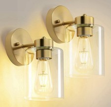 Luz de banheiro, conjunto de duas arandelas de parede, luzes de arandela de vaidade de ouro escovado, Senhor... comprar usado  Enviando para Brazil