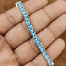 Pulseira de tênis quadrada 925 água-marinha, pulseira de água-marinha banhada a ouro 14K comprar usado  Enviando para Brazil