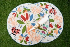 Conjunto de 2 Placemats Frisados Florais Multicoloridos Feitos à Mão, Corredor de Mesa Redonda Branco comprar usado  Enviando para Brazil