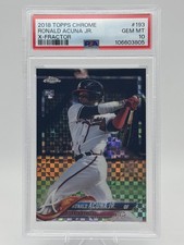 2018 Topps Chrome Ronald Acuna Jr X-Fractor refrator RC #193 PSA 10 em perfeito estado comprar usado  Enviando para Brazil