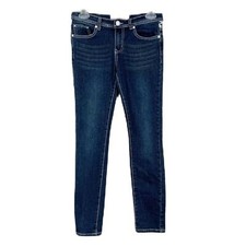 Calça jeans Free Planet meninas 14 azul denim skinny floral bolso de renda infantil juvenil comprar usado  Enviando para Brazil
