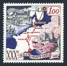 Mônaco 483, sem marca de charneira. Michel 666. 30º Rally Automóvel de Monte Carlo, 1961. Mapa. comprar usado  Enviando para Brazil