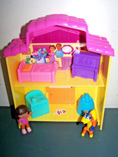 2013 MATTEL DORA PLAY HOUSE VIACOM CONJUNTO DE JOGOS ROSA AMARELO COM FIGURAS E MÓVEIS comprar usado  Enviando para Brazil