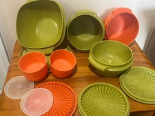 Lote de recipientes vintage Tupperware Servaliers com tampas anos 70 colheita laranja verde comprar usado  Enviando para Brazil