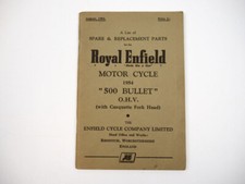 Royal Enfield 500 Bullet OHV Motorcycle Spare Parts List lista de piezas de repuesto 1954 segunda mano  Embacar hacia Mexico