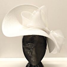 chapéu de casamento branco grande arco de palha fascinador millinery faixa burlesca comprar usado  Enviando para Brazil