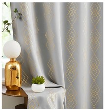 Usado, Cortinas blackout para quarto, ouro sobre diamante metálico cinza 84 polegadas 2 painéis comprar usado  Enviando para Brazil