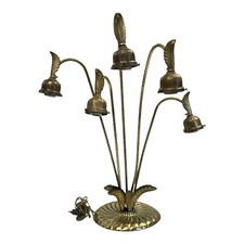 Abajur de mesa grande bronze pescoço de ganso vidro tulipa sombra folha detalhes art déco  comprar usado  Enviando para Brazil