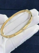 Pulseira feminina de diamante redonda criada em laboratório 3,90 quilates acabamento em ouro amarelo 14K comprar usado  Enviando para Brazil