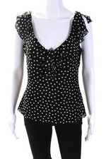 Blusa Tahari Feminina Bolinhas Acabamento com Babado Decote V Sem Mangas Preta Tamanho M comprar usado  Enviando para Brazil