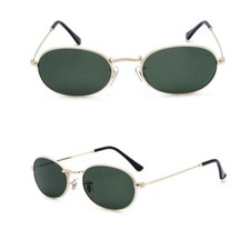 Óculos de sol oval armação de metal masculino feminino armação pequena óculos de viagem ao ar livre UV400 comprar usado  Enviando para Brazil