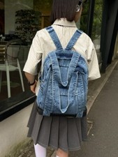 Mochila jeans alça ajustável feminina bolsa escolar casual bolsa jeans (azul claro), usado comprar usado  Enviando para Brazil
