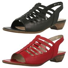 Piel Negra de Mujer Remonte con Tacón Peep Toe Verano Sandalias R0853 comprar usado  Enviando para Brazil