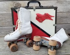 Patins vintage Betty Lytle da Hyde com estojo Gloria Nord caminhões de madeira tamanho 4, usado comprar usado  Enviando para Brazil