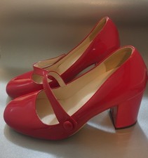Usado, Sapatos femininos vermelhos com alça redonda para festa sapatos MaryJane salto bloco TAMANHO 37 comprar usado  Enviando para Brazil