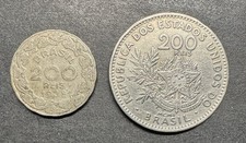 Brasil 200 Reis Lote De 2 Monedas 1901 1938 Moneda Extranjera Mundial segunda mano  Embacar hacia Mexico
