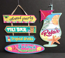 Lote de placas decorativas divertidas bebidas tropicais Tiki Bar glitter praia festa palmeiras (Qtd. 3) comprar usado  Enviando para Brazil