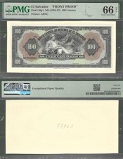 El Salvador P-80p1 100 colones à prova frontal ND (1934-37) PMG 66, usado comprar usado  Enviando para Brazil