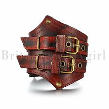Pulseira masculina de couro genuíno larga punk bracelete ajustável comprar usado  Enviando para Brazil