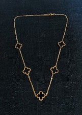 Colar trevo quatro folhas dupla face preto + corrente dourada 40-46cm NOVO comprar usado  Enviando para Brazil