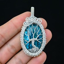 Colgante hecho a mano envuelto en alambre de cobre con piedras preciosas turquesa joyería regalo por amor segunda mano  Embacar hacia Mexico