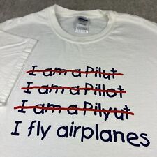 Camiseta Avião Vintage Masculina Grande Piloto Engraçada Piada Disléxica Branca Aeroespacial comprar usado  Enviando para Brazil