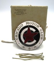 VINTAGE CHICAGO MOTOR CLUB A.A.A. CRACHÁ DE GRELHA DE LATÃO E ESMALTE - CAIXA ORIGINAL! comprar usado  Enviando para Brazil