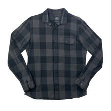 Camisa masculina Armani Exchange L grande cinza xadrez manga longa leve flanela AX comprar usado  Enviando para Brazil