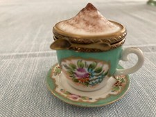 Rara e Autêntica Caixa de Xícara de Cappuccino Limoges com Fecho de Colher de Chá e Pires comprar usado  Enviando para Brazil