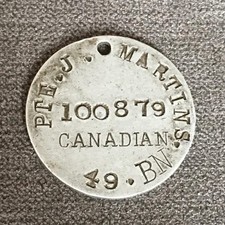 Usado, IDENTIDADE DA PRIMEIRA GUERRA MUNDIAL DOG TAG CANADENSE 49º BATALHÃO EDMONTON REGIMENT MARTINS ALUMÍNIO comprar usado  Enviando para Brazil