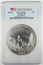 2011-P 25c Glacier NP Montana ATB 5 Oz prata PCGS SP69 FS moeda preciosa C2241 comprar usado  Enviando para Brazil