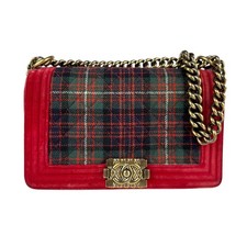 Autêntica bolsa CHANEL para menino corrente bolsa de ombro lona vermelha/verde/veludo/tom dourado - z5806 comprar usado  Enviando para Brazil