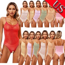 Lingerie feminina de náilon com alças de espaguete transparente corte alto collant, usado comprar usado  Enviando para Brazil