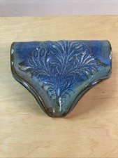 Usado, Sabonete/esponja autodrenante de cerâmica em ardósia azul design de folha decorativa 6"x4 comprar usado  Enviando para Brazil