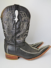 Botas de Vaquero de Texas Occidentales de Cuero Negro Puntera Puntera Puntera TALLA 8 Los Gueritos segunda mano  Embacar hacia Argentina