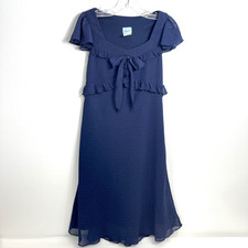 Vestido feminino pudim de ameixa tamanho 10 azul marinho ponto branco transparente forrado arcos vintage comprar usado  Enviando para Brazil