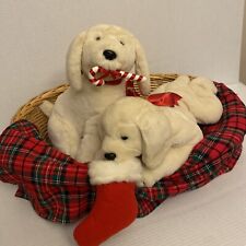 Cesta grande de mimbre con 2 cachorros de Navidad decoraciones navideñas  segunda mano  Embacar hacia Argentina