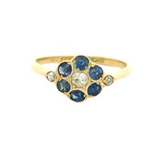Anel aglomerado de ouro 18 quilates com diamante e safira datado de 1870 comprar usado  Enviando para Brazil
