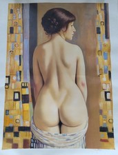 Pintura a óleo original – Mulher nua inspirada no estilo Klimt – 50x70 cm –... comprar usado  Enviando para Brazil