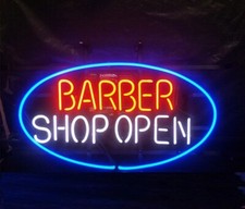 Barbearia aberta oval 24"x16" lâmpada de letreiro de néon decoração de vidro real display salão de beleza cabelo comprar usado  Enviando para Brazil