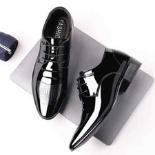 Sapato Oxford de Couro Luxo Empresarial Respirável Couro Patente Homem Escritório Casamento comprar usado  Enviando para Brazil