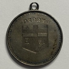 ANTIGUIDADE c.1900 DERRY REINO UNIDO MEDALHA DE PRATA ESTERLINA FOB 10,8 GRAMAS, usado comprar usado  Enviando para Brazil