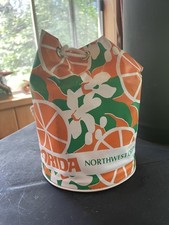 Bolsa tote balde retrô laranja vintage anos 70 Northwest Orient Airlines Florida viagem comprar usado  Enviando para Brazil
