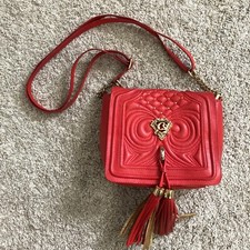 Bolsa tiracolo Carmen Steffens couro vermelho acolchoada borla aba de ombro comprar usado  Enviando para Brazil