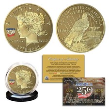 Moneda Privada América 250 Aniversario Paz Dólar Prueba Dorada segunda mano  Embacar hacia Mexico